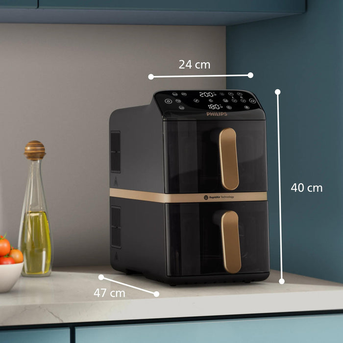 EAN 8720389072253 - Philips 4000 series NA462/80 freidora Doble 10 L Independiente 2750 W Freidora de aire caliente Negro, Or imagen 7