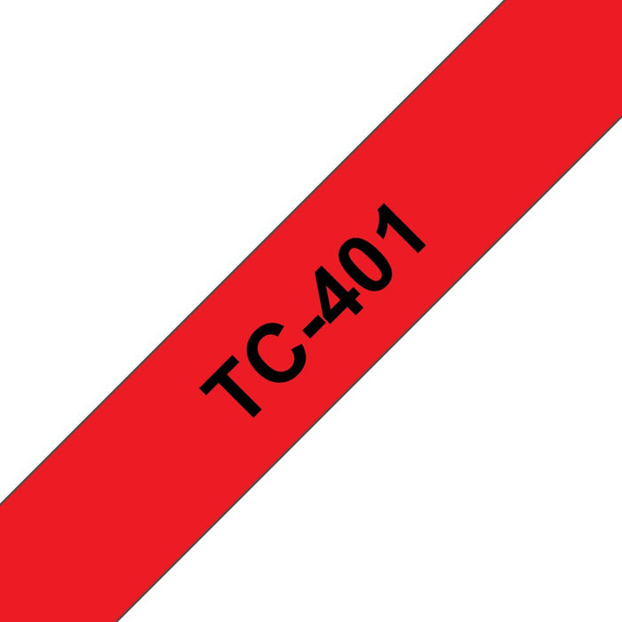 EAN 4977766050593 - Brother TC-401 cinta para impresora de etiquetas Negro sobre rojo imagen 1