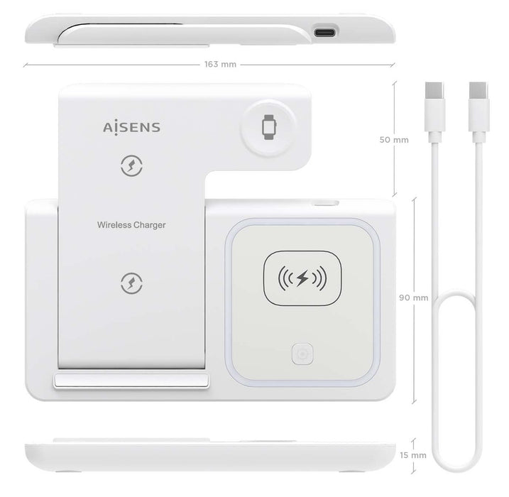 EAN 8435739901694 - AISENS ASCH-15W3WC044-W cargador de dispositivo móvil Auriculares, Teléfono móvil, Smartphone, Reloj inte imagen 4