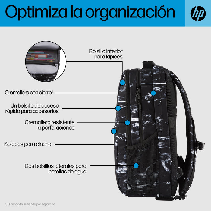 EAN 0197192501252 - HP Campus XL Marble Stone Backpack mochila Mochila informal Negro, Gris Poliéster, Poliespuma imagen 4