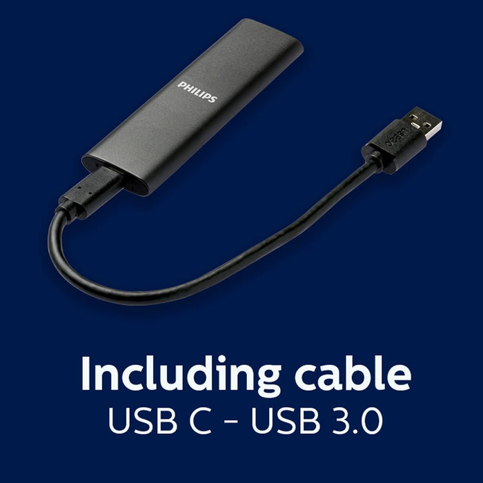 Disco M.2 Externo Philips 1tb Usb-C/Usb3.0 540mb Ultra Slim Gris