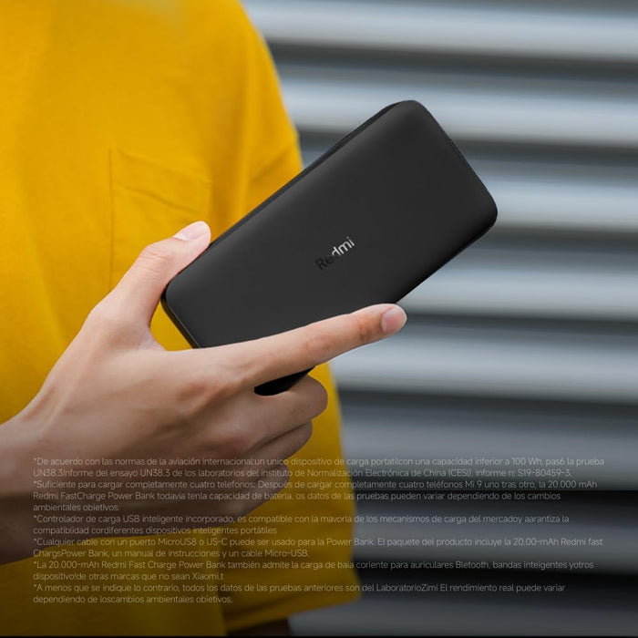 Powerbank 20000mah Xiaomi Redmi Fast Charge Negra