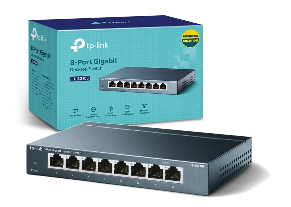 Tp-Link Tl-Sg108 Switch 8 Puertos Gigabit 10/100/1000 Mbps Metálico