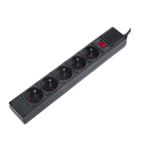EAN 5902211111214 - Maclean MCE219 base múltiple 1,5 m 5 salidas AC Interior Negro imagen 3