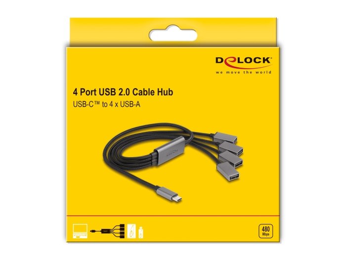 EAN 4043619642106 - DeLOCK 64210 hub de interfaz USB 2.0 Type-C 480 Mbit/s Negro, Gris imagen 3