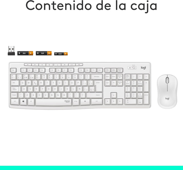Teclado Español + Ratón Logitech Mk295 Silent Touch Blanco