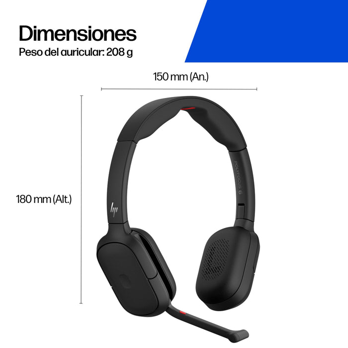 EAN 0199485857978 - HP Poly Focus 625 Fold Stereo Bluetooth Headset Inalámbrico y alámbrico Diadema Negro imagen 6