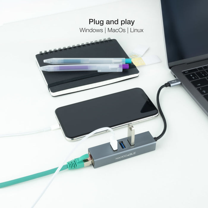EAN 8433281011472 - Nanocable 10.03.0408 base para portátil y replicador de puertos Alámbrico USB 3.2 Gen 1 (3.1 Gen 1) Type- imagen 4