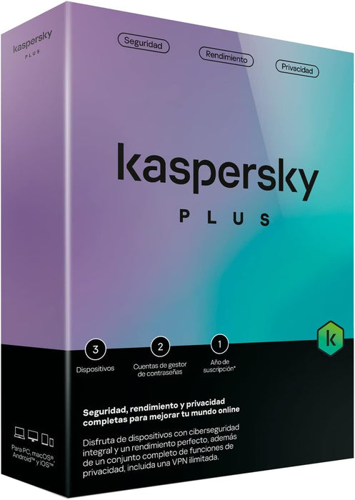 Antivirus Kaspersky Plus 3 Dispositivos 1 Año