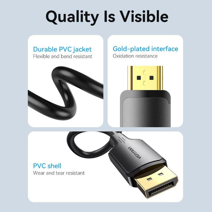 EAN 6922794775749 - Vention HFOBI adaptador de cable de vídeo 3 m HDMI tipo A (Estándar) DisplayPort Negro imagen 5