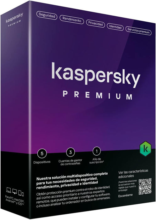 Antivirus Kaspersky Premium 5 Dispositivos 1 Año
