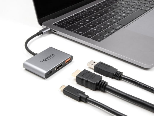 EAN 4043619610716 - DeLOCK 61071 adaptador de cable de vídeo 0,1 m USB Tipo C USB Type-C + USB Type-A + HDMI Gris imagen 2