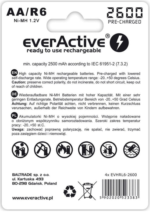 EAN 5902020523383 - Everactive EVHRL6-2600 pila doméstica Batería recargable Níquel-metal hidruro (NiMH) imagen 2