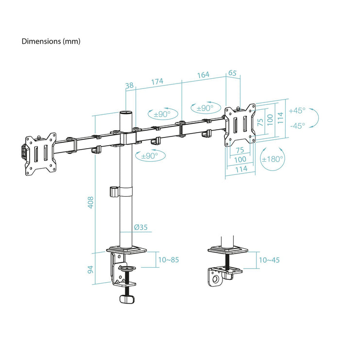 EAN 8433281014374 - TooQ DB1802TN-B soporte para monitor 81,3 cm (32") Escritorio imagen 6