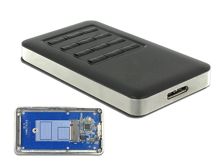 EAN 4043619425945 - DeLOCK 42594 caja para disco duro externo Caja externa para unidad de estado sólido (SSD) Negro, Plata M. imagen 1