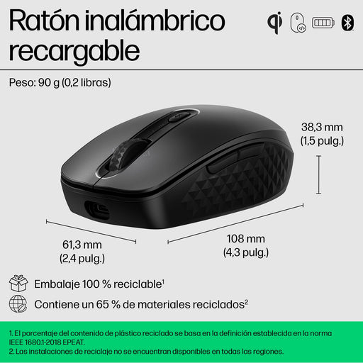 EAN 5715063525555 - HP 695 Qi-Charging Wireless Mouse ratón imagen 2