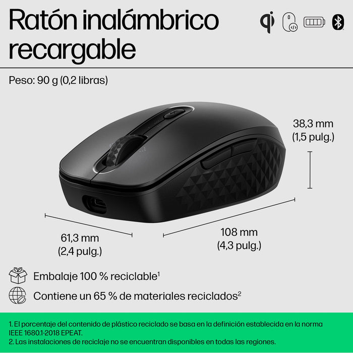 EAN 5715063525555 - HP 695 Qi-Charging Wireless Mouse ratón imagen 2