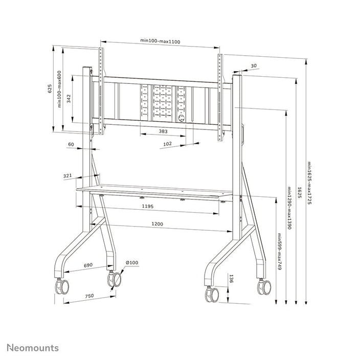 EAN 8717371443245 - Neomounts FL50-575WH1 mueble y soporte para dispositivo multimedia Blanco Carro/soporte de suelo con rued imagen 19