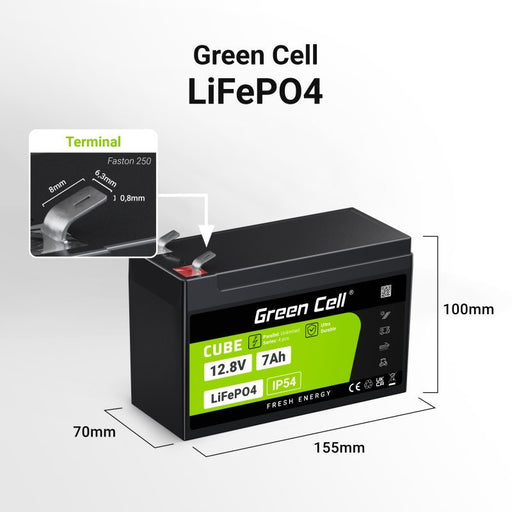 EAN 5904326374904 - Green Cell LFPGC12V7AH batería para sistema ups Fosfato de hierro-litio (LiFePo4) 12,8 V 7 Ah imagen 2