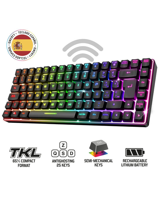 EAN 3700104455238 - Spirit of Gamer CLA-EK70ES teclado Juego RF inalámbrica + USB QWERTY Español Negro imagen 3