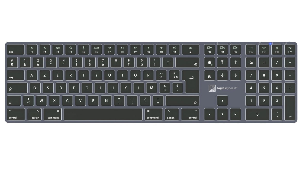 EAN 5707795021955 - Logickeyboard Titan FR Mac teclado Hogar USB + Bluetooth AZERTY Francés Titanio imagen 1