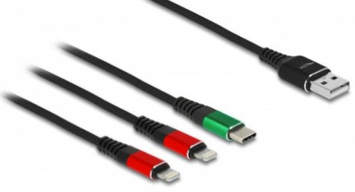 EAN 4043619868216 - DeLOCK 86821 cable USB USB 2.0 USB A USB C/Lightning Negro, Verde, Rojo imagen 1
