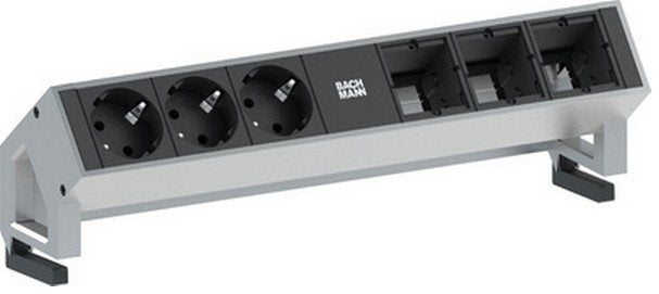 EAN 4016514043422 - Bachmann 3x Schuko 3x Custom Modules base múltiple 3 salidas AC Negro, Acero inoxidable imagen 1