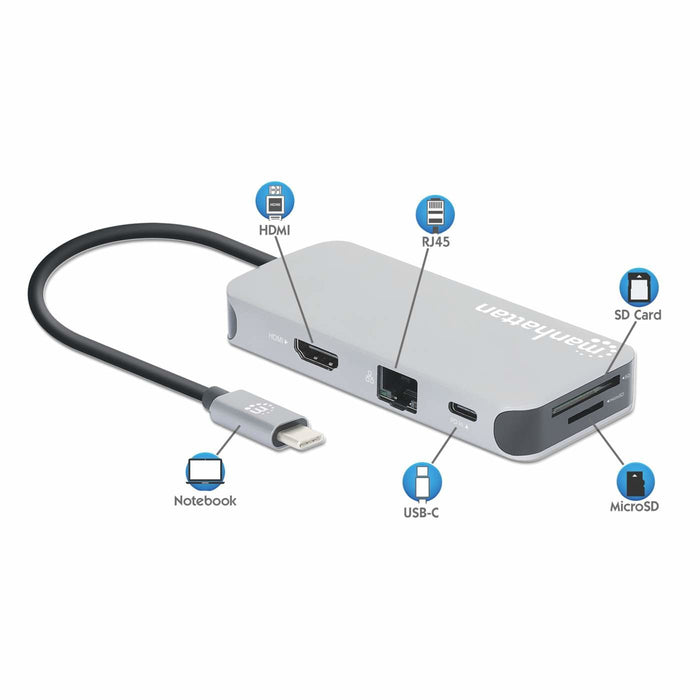 EAN 0766623130615 - Manhattan 130615 base para portátil y replicador de puertos Alámbrico USB 3.2 Gen 1 (3.1 Gen 1) Type-C Al imagen 10