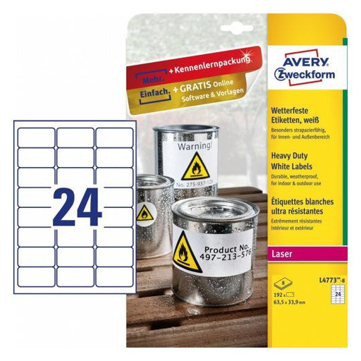 EAN 4004182076019 - Avery L4773-8 etiqueta de impresora Blanco Etiqueta para impresora autoadhesiva imagen 1