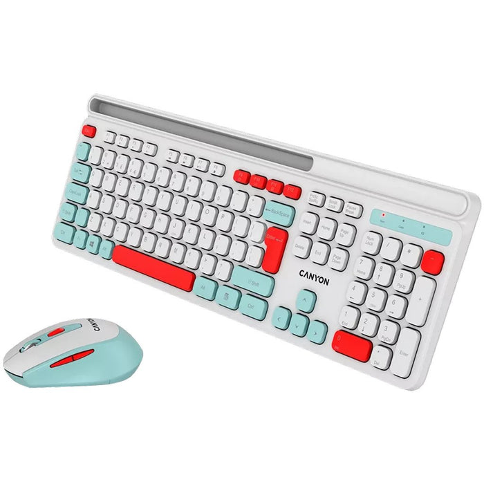EAN 5291485015671 - Canyon HSET-W5 teclado Ratón incluido Hogar / Oficina RF inalámbrico QWERTY Inglés de EE. UU. Blanco imagen 2