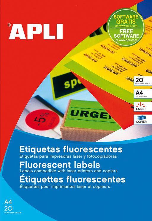 EAN 8410782028796 - APLI 02879 etiqueta autoadhesiva Rectángulo Permanente Naranja 20 pieza(s) imagen 1