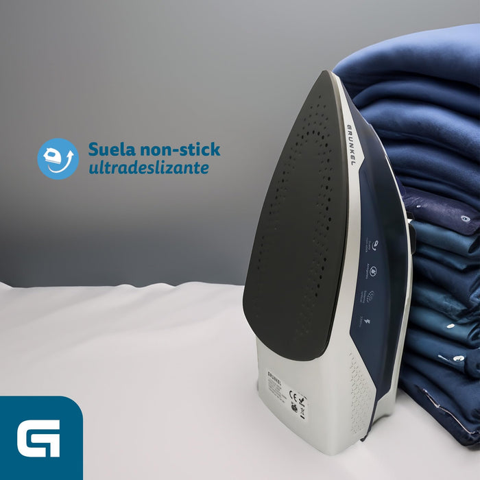 EAN 8426156016269 - Grunkel PL-22NS plancha Plancha vapor-seco Suela de acero inoxidable 2200 W Azul imagen 8
