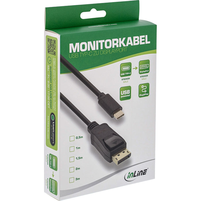 EAN 4043718271245 - InLine 64121 adaptador de cable de vídeo 1 m USB Tipo C DisplayPort Negro imagen 2