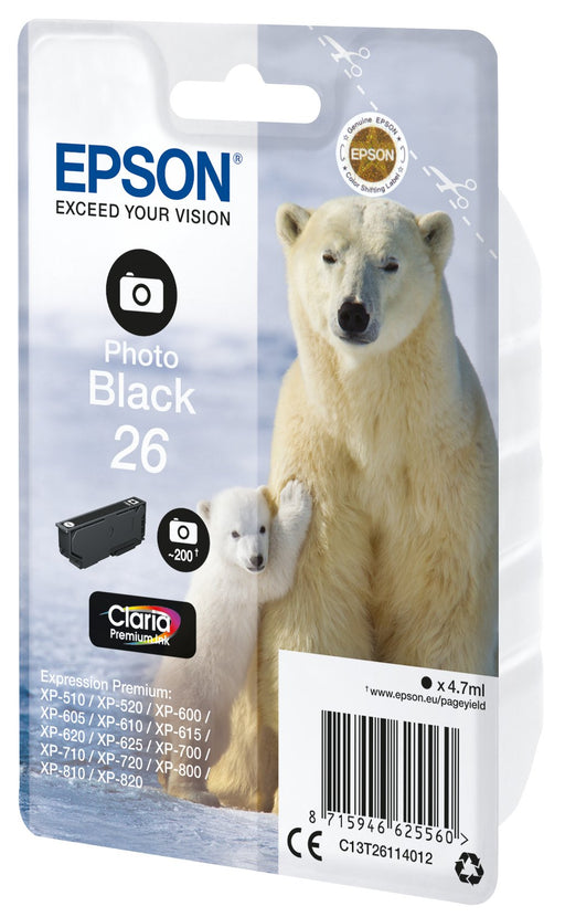 EAN 8715946626970 - Epson Polar bear C13T26114022 cartucho de tinta 1 pieza(s) Original Rendimiento estándar Negro imagen 1