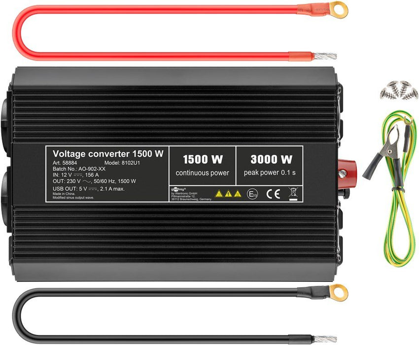 EAN 4040849588846 - Goobay 58884 adaptador e inversor de corriente Universal 1500 W Negro imagen 2