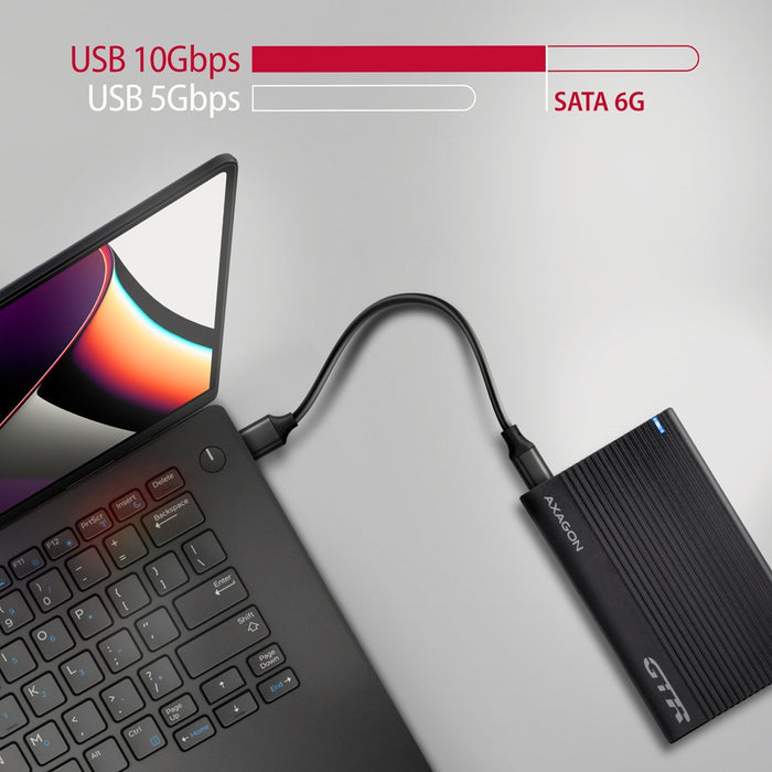 EAN 8595247906779 - Axagon EE25-GTR USB-C 3.2 Gen 2 - SATA 6G 2.5\" externes Festplattengehäuse geriffelt Carcasa de disco du imagen 6