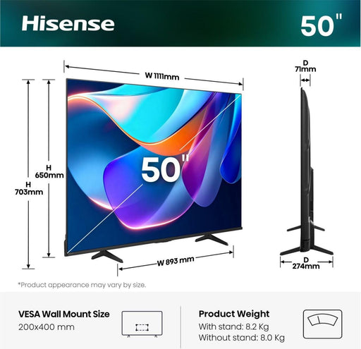 EAN 6942351430263 - Hisense 50A6S 127 cm (50") 4K Ultra HD Smart TV Wifi Negro imagen 2