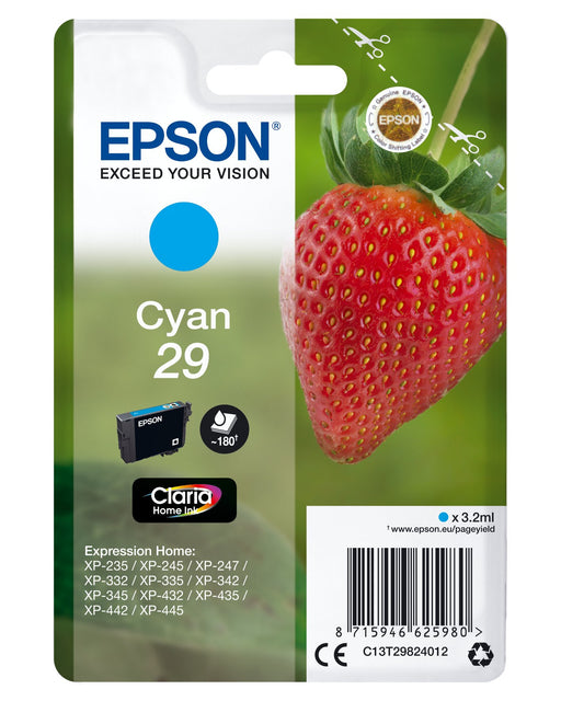 EAN 8715946625997 - Epson Strawberry C13T29824022 cartucho de tinta 1 pieza(s) Original Cian imagen 1