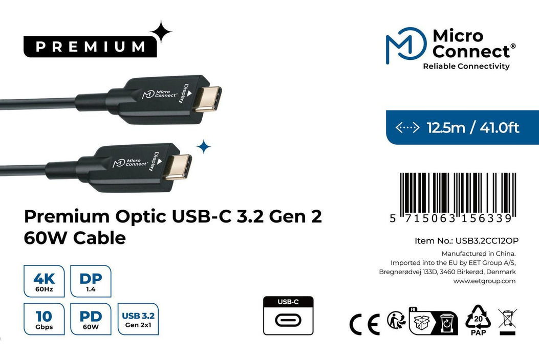 EAN 5715063156339 - Microconnect USB3.2CC12OP cable USB USB 3.2 Gen 2 (3.1 Gen 2) 12,5 m USB C Negro imagen 3