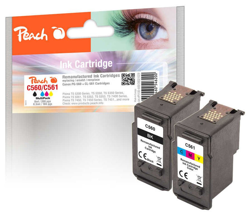 EAN 7640460546200 - Peach 321029 cartucho de tinta 2 pieza(s) Compatible Rendimiento estándar Negro, Cian, Magenta, Amarillo imagen 1