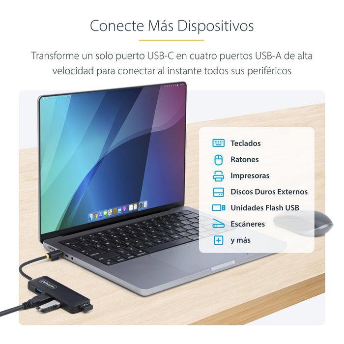 EAN 0065030912136 - StarTech.com H5C4A-USB-HUB hub de interfaz USB 3.2 Gen 1 (3.1 Gen 1) Type-C 5000 Mbit/s Negro imagen 12