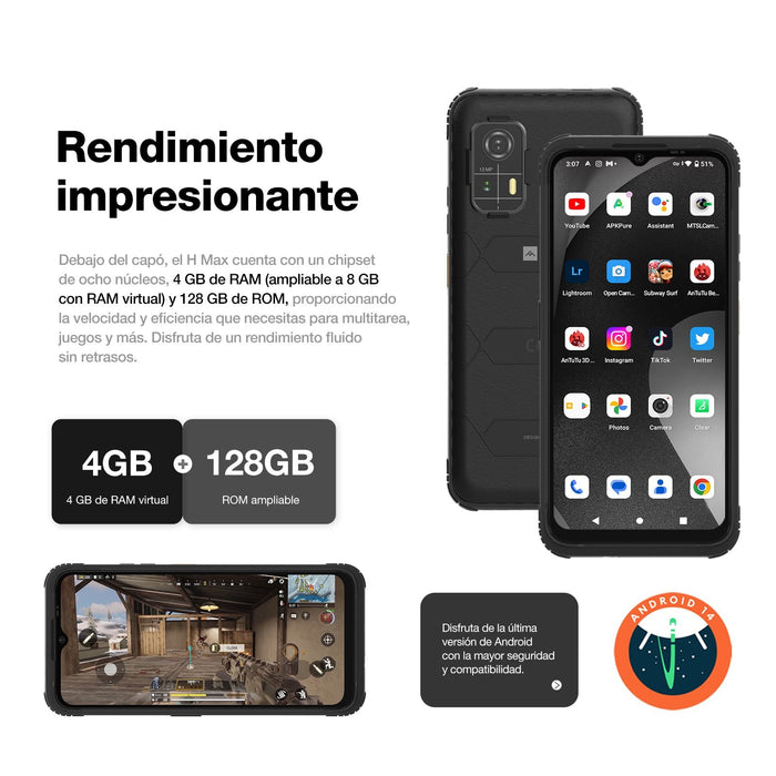 EAN 6934663606450 - AGM H Max 16,7 cm (6.56") SIM doble Android 14 4G USB Tipo C 4 GB 256 GB 10000 mAh Negro imagen 7
