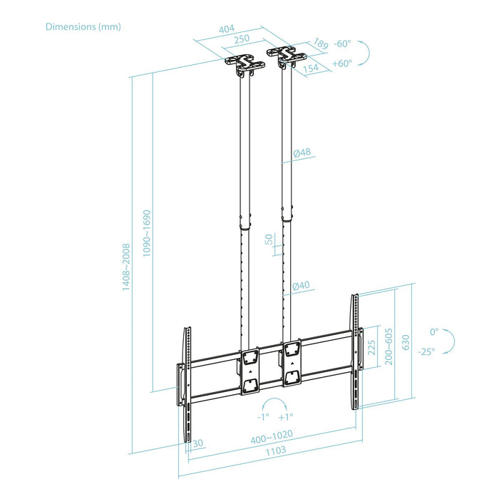 EAN 8433281017450 - TooQ LPCE11120TSLI-B soporte para TV 3,05 m (120") imagen 4