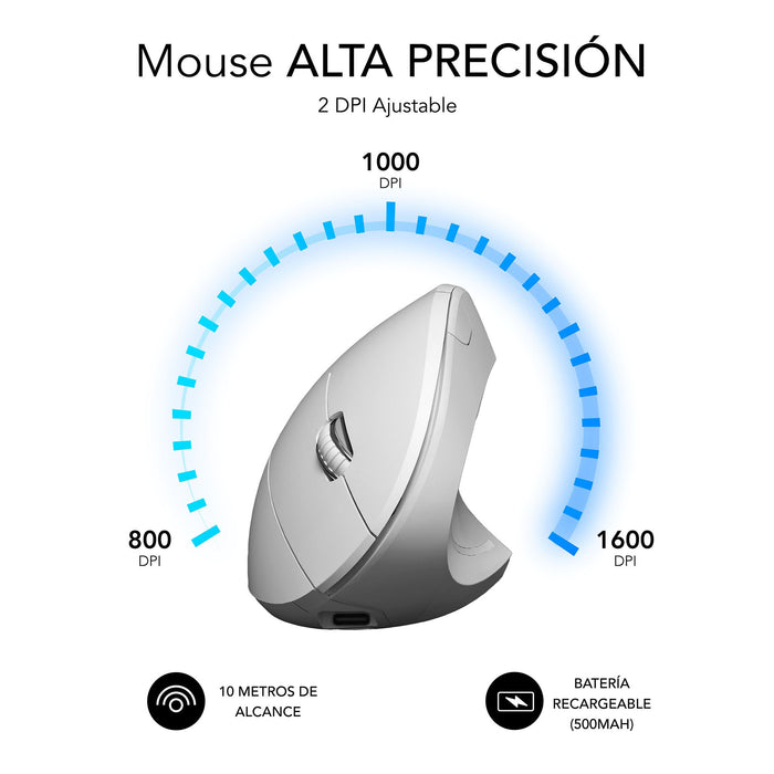EAN 8436586743062 - SUBBLIM RATON OPTICO DUAL GLIDE VERTICAL ERGO DUAL BATERIA BLANCO ratón Universal mano derecha Bluetooth  imagen 6