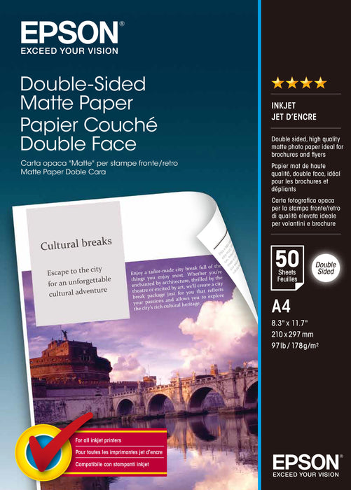 EAN 0010343839014 - Epson Double Sided, DIN A4, 178g/m² Blanco Mate imagen 1