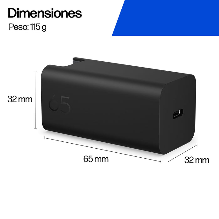 EAN 0199642433373 - HP 65W GaN Wall Charger adaptador e inversor de corriente Interior Negro imagen 16