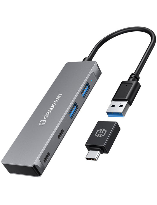 EAN 4260746550405 - GRAUGEAR G-HUB2A2C-AC hub de interfaz USB 3.2 Gen 1 (3.1 Gen 1) Type-A + Type-C 5000 Mbit/s Plata imagen 1