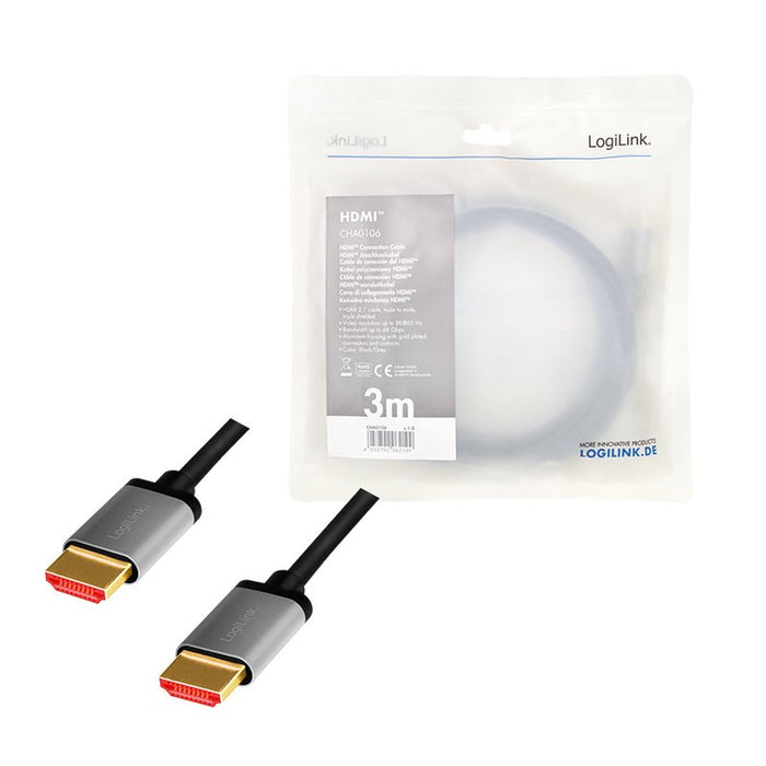 EAN 4052792062199 - LogiLink CHA0106 cable HDMI 3 m HDMI tipo A (Estándar) Negro, Gris imagen 4