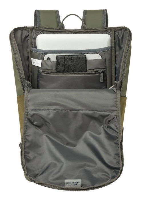 EAN 4260709015644 - Rivacase Eden mochila Mochila de viaje Oliva cuero PU, Poliéster, Tereftalato de polietileno reciclado (r imagen 12