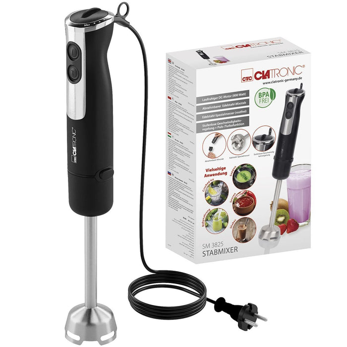EAN 4006160640281 - Clatronic SM 3825 Batidora de inmersión 800 W Negro, Acero inoxidable imagen 1